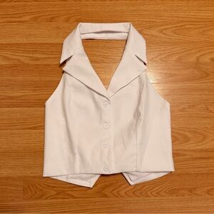 White Collard Halter Top